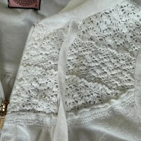 Juicy Couture Y2K Coquette Zip Up Hoodie with Puff 3/4 Sleeves and Gold Details - Picture 4 of 5